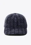 Ferragamo Structured Cap With Textured Geometric Pattern In Blue