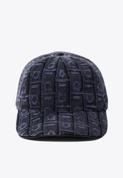 Ferragamo Gancini Monogram Baseball Cap In Blue