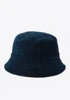Ferragamo Patterned Textured Wide Brim Hats In Blue