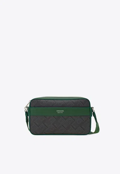 Ferragamo Gancini Monogram Jacquard Messenger Bag