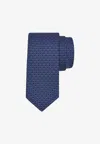 Ferragamo Gancini Monogram Print Silk Tie In Navy
