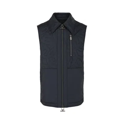 Pre-owned Ferragamo Gancini Monogram Quilted Vest 'blue' | Men's Size 48