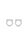 Ferragamo Gancini Stud Earrings With Glossy Gold Finish In White