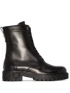 Ferragamo Black 30 Gancini Leather Biker Boots In Black