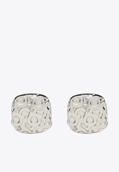 Ferragamo Gancini Motif Cufflinks In Silver