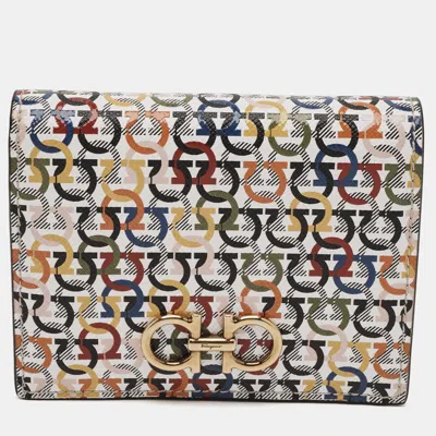 Pre-owned Ferragamo Gancini Multicolor Leather Compact Wallet