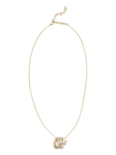 Ferragamo Multi-layered Crystal Pendant Necklace In Gold