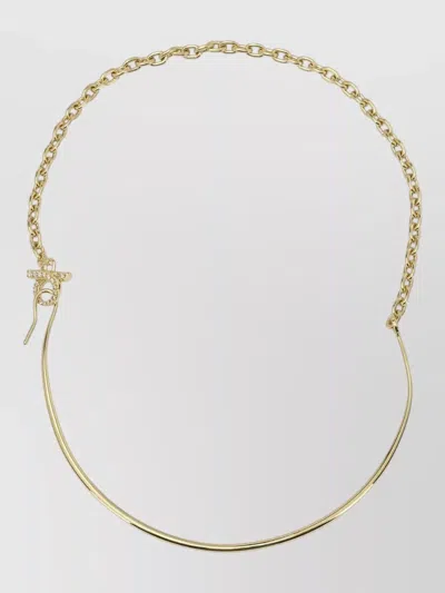 Ferragamo Gancini Necklace Gold Tone Chain Pendant