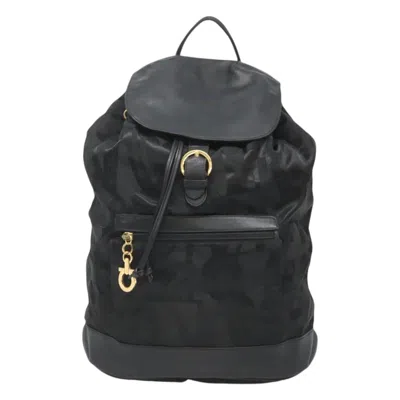 Pre-owned Ferragamo Gancini Nylon Backpack Bag () In Black