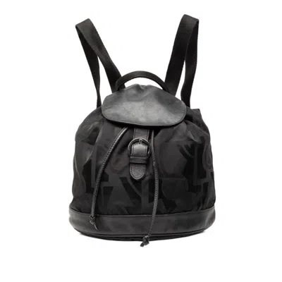 Pre-owned Ferragamo Gancini Nylon Leather Backpack () In Black