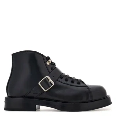 Ferragamo Gancini Ornament Ankle Boots In Black