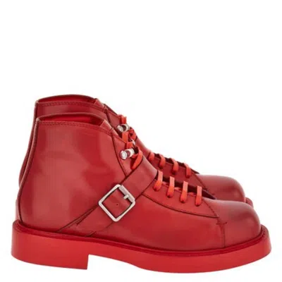 Ferragamo Gancini Ornament Ankle Boots In Red