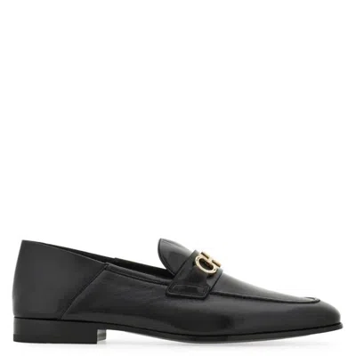 Ferragamo Gancini Ornament Hybrid Loafers In Black
