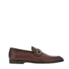 Ferragamo Florio Leather Loafer With Gancini Detail In Brown