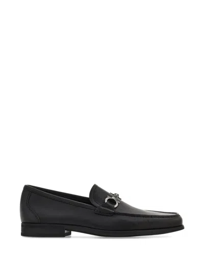 Ferragamo Supreme Loafers With Gancini Ornament In Black
