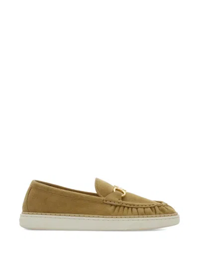 Ferragamo Gancini Ornament Loafers In Brown