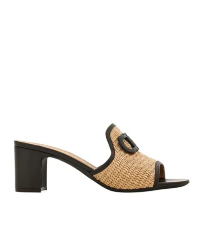 Ferragamo Gancini Ornament Mid-heel Slide In Brown