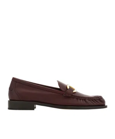 Ferragamo Gancini Ornament Moccasins In Brown