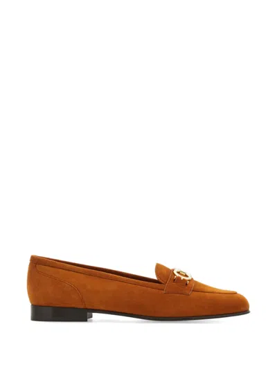 Ferragamo Gancini Ornament Moccasin In Orange