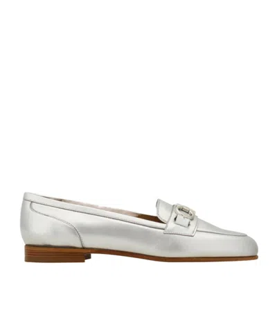 Ferragamo Gancini Ornament Moccasin In Silver