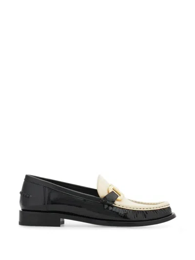 Ferragamo Gancini Ornament Moccasins In Black