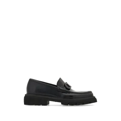 Ferragamo Gancini Ornament Moccasins In Black