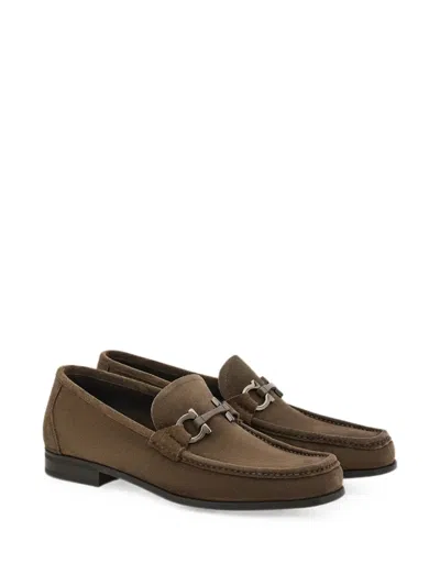 Ferragamo Gancini Ornament Moccasins In Brown