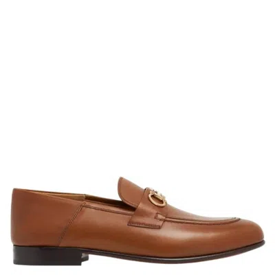 Ferragamo Gancini Collapsible-heel Loafers In Brown
