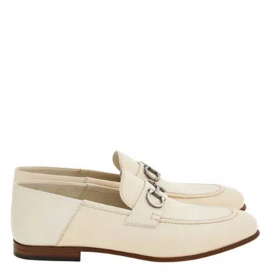 Ferragamo Gancini Ornament Mule Loafers In White