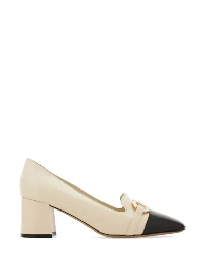 Ferragamo Gancini Ornament Pumps In White