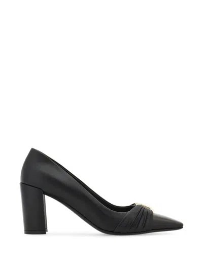 Ferragamo Gancini Ornament Pumps With Block Heel In Black