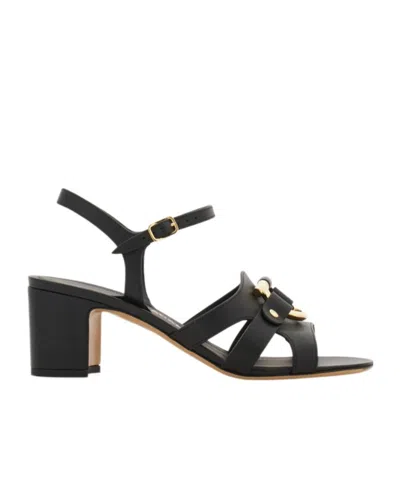 Ferragamo Gancini Ornament Sandal In Black
