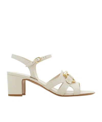 Ferragamo Gancini Ornament Sandal In White