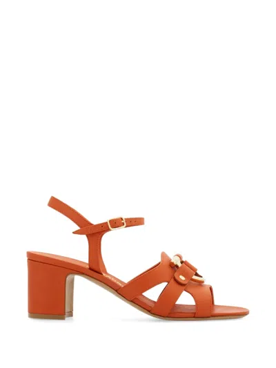Ferragamo Gancini Ornament Sandals In Orange