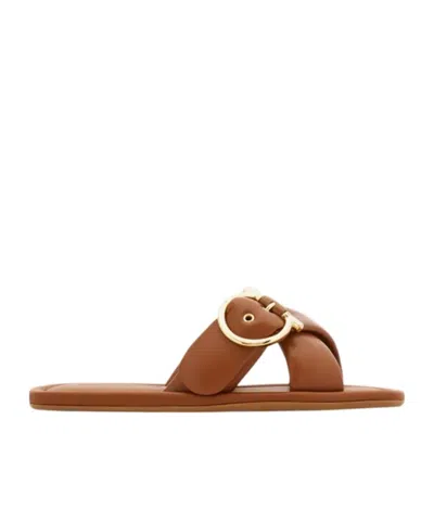 Ferragamo Gancini Ornament Slide In Brown