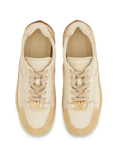 Ferragamo Gancini Ornament Sneakers In Neutral