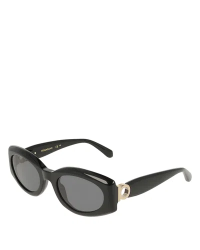 Ferragamo Gancini Oval Sunglasses, 54mm In Black