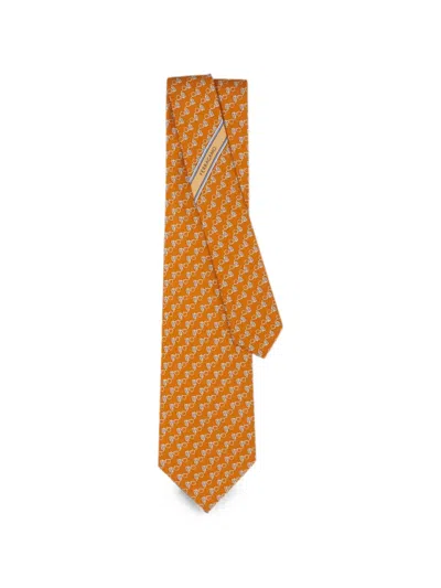 Ferragamo Gancini Owl-print Tie In White