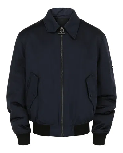 Ferragamo Gancini Padded Bomber Jacket In Blue