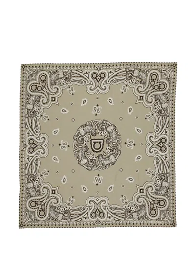Ferragamo Gancini Paisley-print Scarf In Orange