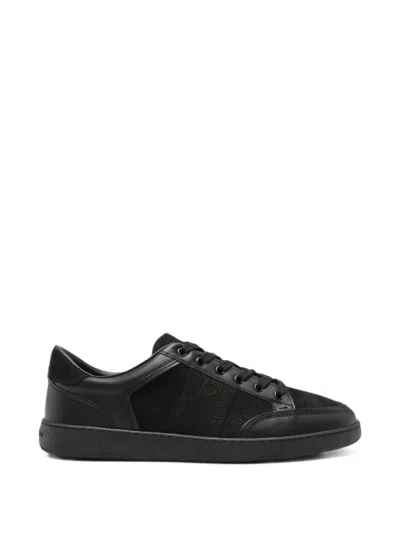 Ferragamo Gancini Panelled Leather Sneakers In Black