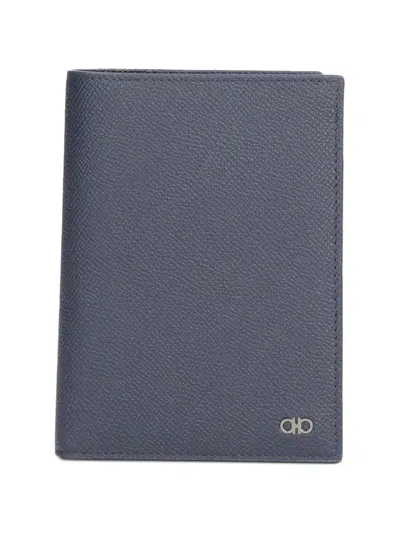 Ferragamo Gancini Passport Holder In Blue