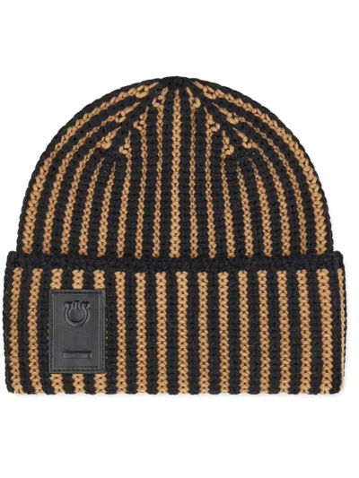 Ferragamo Gancini-patch Beanie Hat In Black