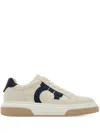 Ferragamo Beige Low Top Gancini Ornament Sneakers In White