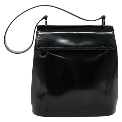 Pre-owned Ferragamo Gancini Patent Leather Shoulder Bag () In Black