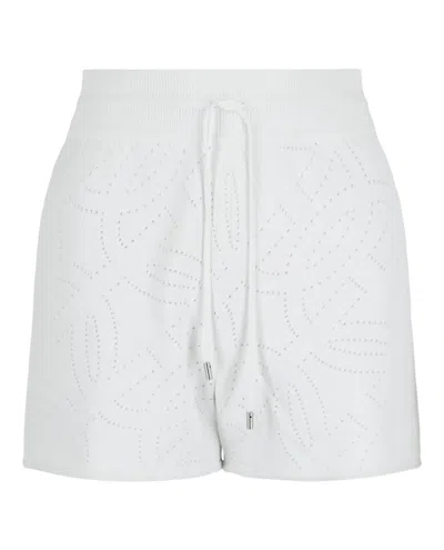 Ferragamo Gancini Pattern Drawstring Shorts In White