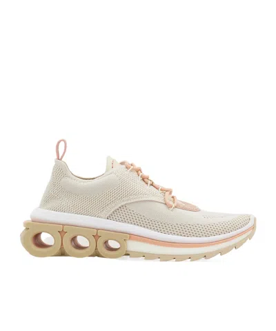 Ferragamo Gancini Pattern Lace Up Low-top Casual Shoes In Gray