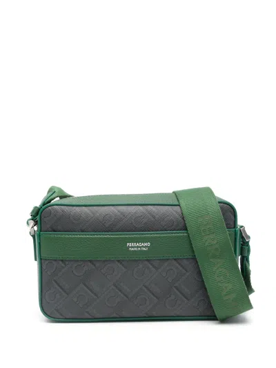Ferragamo Gancini-pattern Messenger Bag In Green