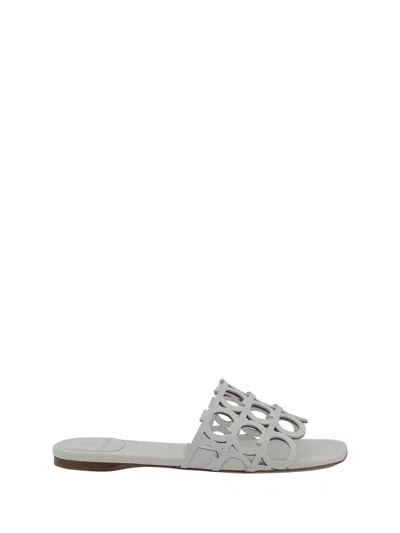Ferragamo Gancini Pattern Sandals In White
