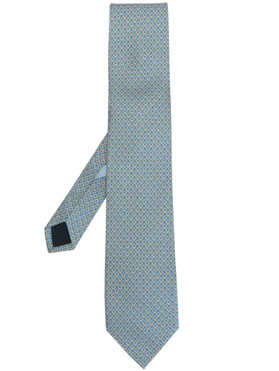 Ferragamo Gancini Pattern Tie In Blue